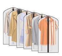 Garment Bags - 6Pcs Dustproof Suit Covers - Moth Proof Coat Bags with Zip - Translucent Garment Covers - Waterproof Anti-mite Breathable PEVA - 60x120cm