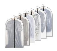 Garment Bags Dustproof Clothes Covers PEVA translucent cover 6 pieces 60 * 100cm black Mite-proof, waterproof, moth-proof breathable with zipper suit protector