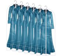 Garment Bags for Hanging Clothes (153CM Set of 6) Wedding Dress Garment Bag Cover with Zipper for Extra Longer Dress Wardrobe Closet Storage
