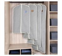 Garment Bags for Hanging Clothes Cotton Breathable Suit Bags and Garment Covers Moth Proof Suit Covers Dress Bag Clothes Protector Covers for All Garments(Size:150×58cm,Color:Stripe-Flat)
