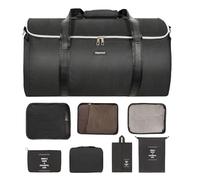 Garment Bags for Travel,Convertible Garment Duffel Bag for Men Women, Large Carry On Luggage bag Garment Bags 2 in 1 Hanging Suit Bag 8pcs Set, Black