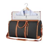 Garment Bags for Travel, Weekender Tote with Shoe Pouch, Sports Gym Duffel Bag, PU Leather Suitcase, Business Travel Bag, Stylish Workout Duffle, 20 inches, Black, 1 Piece, Black, Se référer au