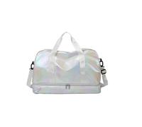 Garment Duffle Bag Women's Travel Bag Glossy Large Capacity Handbag Shoulder Bag Casual Crossbody Luggage Bag Dry Wet Separation Sports Fitness Bag(White-1PC)