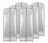 Garment Guardians Dustproof Clothes Bags - Anti-Mite Protector Bags - Water-Resistant Bag Covers - Moth Proof Garment Cover Bags - 6 Pcs - White with Black Trim - 60 * 152cm