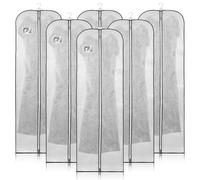 Garment Guardians Dustproof Clothes Bags - Anti-Mite Suit Bag - Clothes Covers Protector Bags - Water-Resistant Bag Cover - Moth Proof Dress Bags - 6 Pcs - White with Black Trim - 60 * 182cm