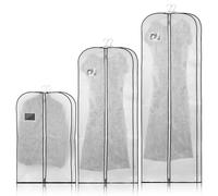 Garment Guardians Dustproof Clothes Covers - Anti-Mite Dress Protector - Water-Resistant & Moth Proof Garment Bags for Men & Women - 6 Pcs - White with Black Trim - (60 *100cm + 60 *152cm + 60 *182cm)