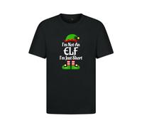GARMENT GUARDIANS Unisex I'm Not an Elf I'm Just Short Funny Christmas T-Shirt - Black Top for Family Celebrations, Christmas Eve Group Photos, & Matching Holiday Party Top for All