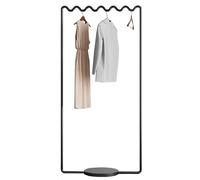 Garment rack Black Metal Clothes Rack With Wave-shaped Hanging Rod, Heavy Duty Clothing Rack With Shelves, Large Capacity Clothes Organizer, Freestanding Coat Rack For Bedroom, Laun(Size:100X38X168CM)