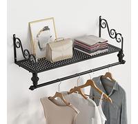 Garment Rack Clothing Store Display Stands,Entrance Porch Organization Hanging Rod Retail Shelves,Wall Mounted Storage Clothes Shoe Bag Pipe Shelf,Home Bookcase Towel Rack Clothes Rail Coa (B L