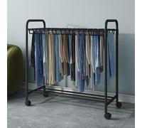 Garment Rack Freestanding Trouser Hanger Movable Floor Standing Hanger Storage Rack Slacks Hanger Rack Multifunctional Bedroom Clothes Rack 3 Tiers Includes Casters
