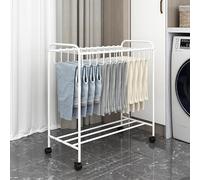 Garment Rack, Freestanding Trouser Hanger, Movable Floor Standing Hanger Storage Rack, Slacks Hanger Rack, Multifunctional Bedroom Clothes Rack, 3 Tiers, 12 Pieces, Includes Casters (White,A)