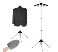Garment Steamer Rack & Garment Ironing Glove for Clothes,Adjustable Steamer Stand for Clothes,Adjustable Garment Hanger Standing,Foldable Iron stand with Ironing Glove for Steaming Clothes(32-63 Inch)