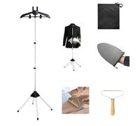 Garment Steamer Stand for Clothes - Adjustable Height Steaming Rack with Hanger Hook, Sturdy Foldable Frame for Handheld Steamers - Portable Steamer Holder for Travel, Home, and Commercial Use