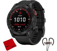Garmin 010-02540-10 Fenix 7 Solar Smartwatch - Slate Gray with Black Band Bundle with Deco Gear Magnetic Wireless Sport Earbuds and Deco Gear 6 x 6 inch Microfiber Cleaning Cloth