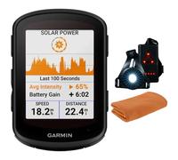 Garmin 010-02695-20 Edge 840 Solar, Compact GPS Cycling Computer, Device Only | Official USA Partner Model | Bundle with Sport Towel and Deco Essentials Wearable Commuter Front and Rear Safety Light