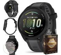 Garmin 010-02863-20 Forerunner 165 Smart Sport Watch, Black + Slate Gray Bundle with Silicone Dust Cover 3 Pack, 2X 1.2 Inch Screen Protector and 2 YR CPS Enhanced Protection Pack