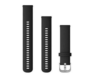 Garmin 010-12932-18 Band, Quick Release 20mm, Black Silicone w/Silver Hardware