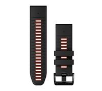Garmin 26mm QuickFit watch band, Silicone, Black/Flame Red | Official Garmin watch band, fits select fēnix, instinct & more, ideal for daily wear, sports & daily wear, sweat resistant