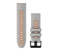 Garmin 26mm QuickFit watch band, Silicone, Fog Grey/Ember Orange