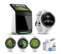 Garmin Approach R50 Premium Golf Launch Monitor and Simulators with Carrying Case, Advanced Ball and Club Metrics + Garmin Approach S70 Premium GPS Golf WatchS, White (42mm) Bundle