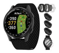 Garmin Approach S50, Advanced Golf GPS Smartwatch, AMOLED Display, On-Course Features, Slate Aluminum Bezel with Black ComfortFit Nylon Band - Bundle w/Deco Essentials Nylon Elastic Bands