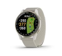 Garmin Approach® S50, Advanced Golf GPS Smartwatch, AMOLED Display, On-Course Features, Wrist-Based Heart Rate, Cream Gold Aluminum Bezel with Ivory ComfortFit Nylon Band