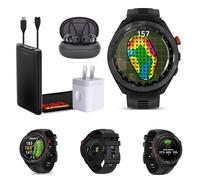 Garmin Approach S70 47MM Black- Golf GPS Fitness Tracker Smartwatch for Men, Lightweight Touchscreen AMOLED Display and Preloaded Courses Bundle with Wireless Ear Buds & More