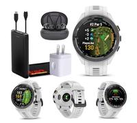 Garmin Approach S70 - GPS Golf Smartwatch AMOLED 42mm (White) Bundle | For Golf, Course Navigation & Training | Lightweight Touchscreen | Includes Wireless Earbuds