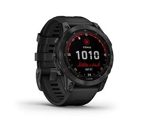 Garmin FÄ“nix 7 Solar Multisport GPS Watch, Black With Silicone Band