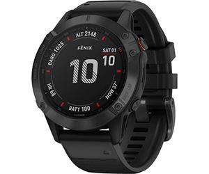 Garmin Fenix 6 Pro, Premium Multisport GPS Watch, Features Mapping, Music, Grade-Adjusted Pace Monitoring and Pulse Ox Sensors, Black with Black Band