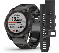 Garmin Fenix® 7X Sapphire Solar Edition Carbon Grey DLC Titanium with Carbon Grey DLC Vented Titanium Band Smartwatch 010-02541-27