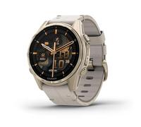 Garmin FENIX 8-43 MM, AMOLED, SAPPHIRE SOFT GOLD STAINLESS STEEL WITH FOG GRAY LEATHER BAND PLUS FOG GRAY/DARK SANDSTONE SILICONE BAND