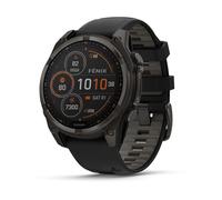 Garmin Fenix 8-47mm, Solar, Sapphire, Carbon Grey Titanium with Black/Grey Silicone Pebbles