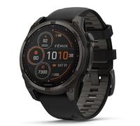 Garmin Fenix 8-47mm, Solar, Sapphire, Carbon Grey Titanium with Black/Grey Silicone Pebbles