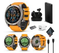 Garmin Fenix 8 51MM AMOLED Sapphire Premium Multisport GPS Smartwatch Titanium with Spark Orange/Graphite Silicone Band, Built-in LED Flashlight, Fitness & Health Smart Watch Bundle for Men & Women