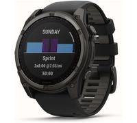 Garmin Fenix 8 - 51mm Solar Sapphire, Carbon Grey Titanium with Black/Grey Silicone Band, New