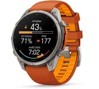 Garmin fenix 9 Pro inReach 47mm Titanium Black Dial Orange Silicone Strap Watch
