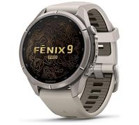 GARMIN fenix 9 Pro Smart Watch - Titanium with Fog Grey & Dark Sandstone Silicone Band, 43 mm, Silver/Grey