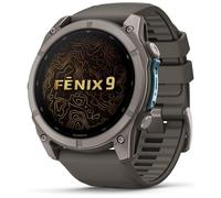 GARMIN fenix 9 Smart Watch - Titanium with Pebble Grey Silicone Band, 51 mm, Silver/Grey