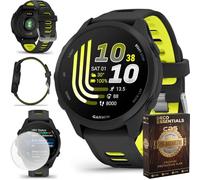 Garmin Forerunner 170, 1.2" AMOLED GPS Running Watch, Pay, 10-Day Battery, Black/Amp Yellow, 010-03920-00 w/Deco Essentials 26-Month CPS Protection & 2-Pack Screen Protector