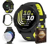 Garmin Forerunner 170 Music, 1.2" AMOLED GPS Running Watch, On-Watch Music, 10-Day Battery, Black/Amp Yellow, 010-03920-10 w/Deco Essentials 26-Month CPS Protection & 2-Pack Screen Protector