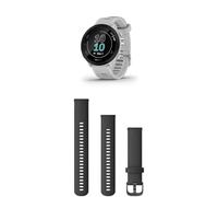 Garmin Forerunner 55 Easy to Use Lightweight GPS Running Smartwatch, White & Quick Release Band (20 mm) - Black with Slate