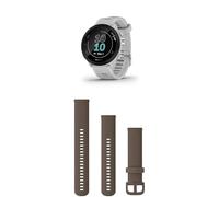 Garmin Forerunner 55 Easy to Use Lightweight GPS Running Smartwatch, White & Quick Release Band (20 mm) - Brown
