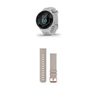 Garmin Forerunner 55 Easy to Use Lightweight GPS Running Smartwatch, White & Quick Release Band (20 mm) - Gray Suede with Rose Gold