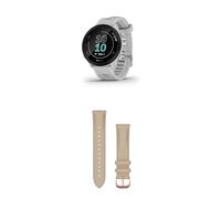 Garmin Forerunner 55 Easy to Use Lightweight GPS Running Smartwatch, White & Quick Release Band (20 mm) - Light Sand with 18K Rose Gold