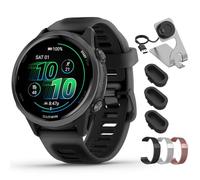 Garmin Forerunner 570-42mm GPS Smartwatch Aluminum and Black Band 010-02970-00 Bundle with Deco Essentials 20mm Milanese Band 3 Pack, Charging Dock and Silicone Dust Cover 3 Pack