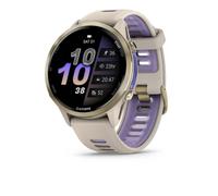 Garmin® Forerunner® 970, Premium GPS Running and Triathlon Smartwatch, AMOLED Display, Built-in LED Flashlight, Soft Gold Titanium with French Gray Case and French Gray/Translucent Indigo Band