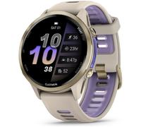 Garmin Forerunner 970 - Premium GPS Running & Triathlon Smartwatch with AMOLED Display, Built-in LED Flashlight, Soft Gold Titanium Case, French Gray/Translucent Indigo Band