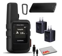 Garmin inReach Mini 2 Satellite Communicator, Lightweight Compact Rugged Design, Portable Handheld GPS for Hiking, Bundle with Accessories (Black)