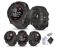 Garmin Instinct 3 50mm, Solar Charged Display, Rugged Outdoor GPS Smartwatch, Unlimited Battery Life, Built-in Flashlight, Charcoal (010-02935-00) Tactical Smart Watch Bundle for Men and Women